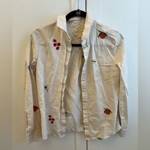 Sezane women’s cotton and linen embroidered blouse